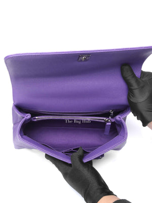 Chanel Purple Caviar Chevron Quilted Small Coco Handle Flap Bag SHW