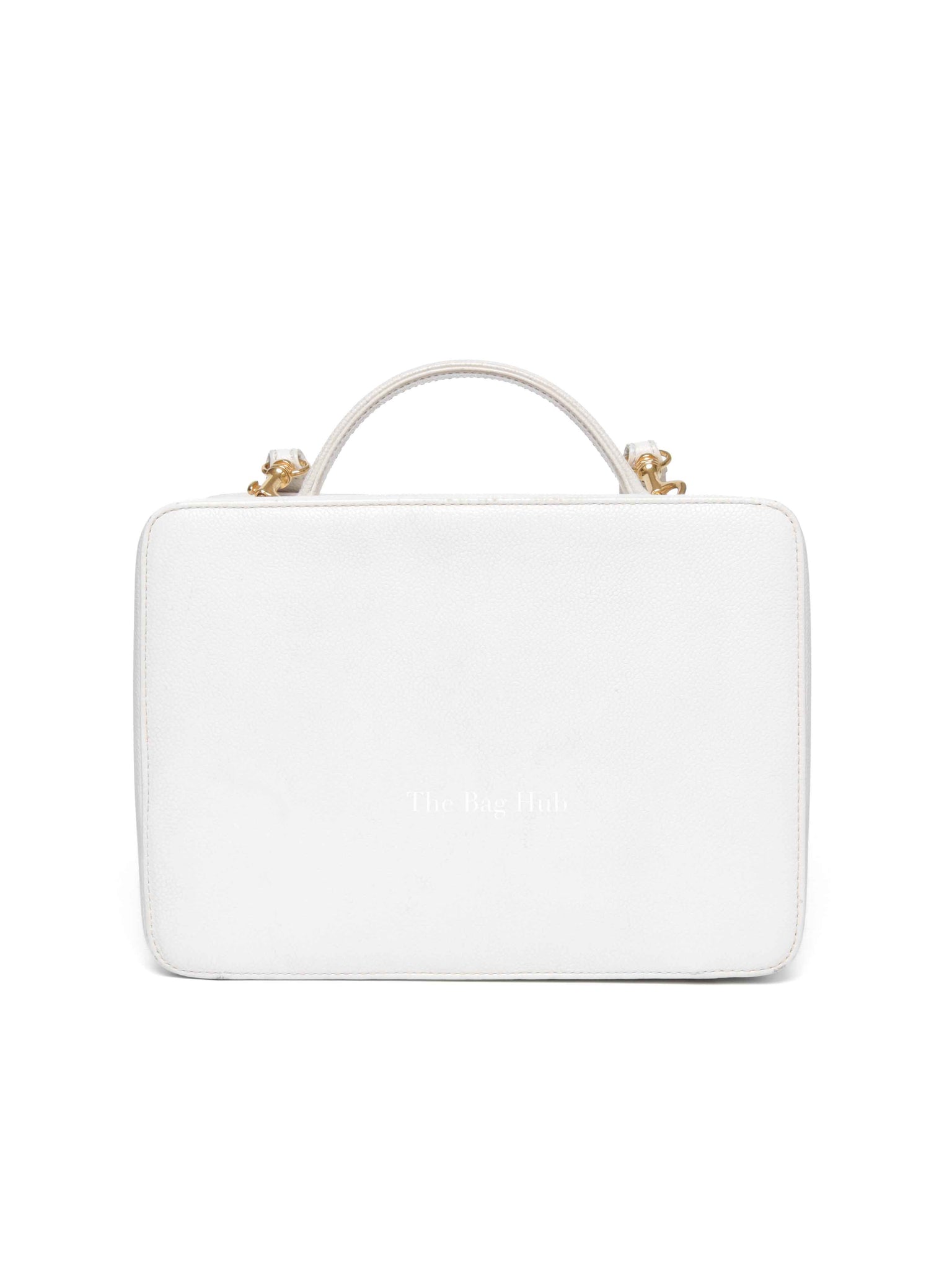 Chanel White Leather Box Vanity Bag