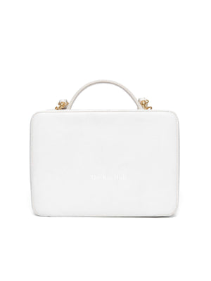 Chanel White Leather Box Vanity Bag