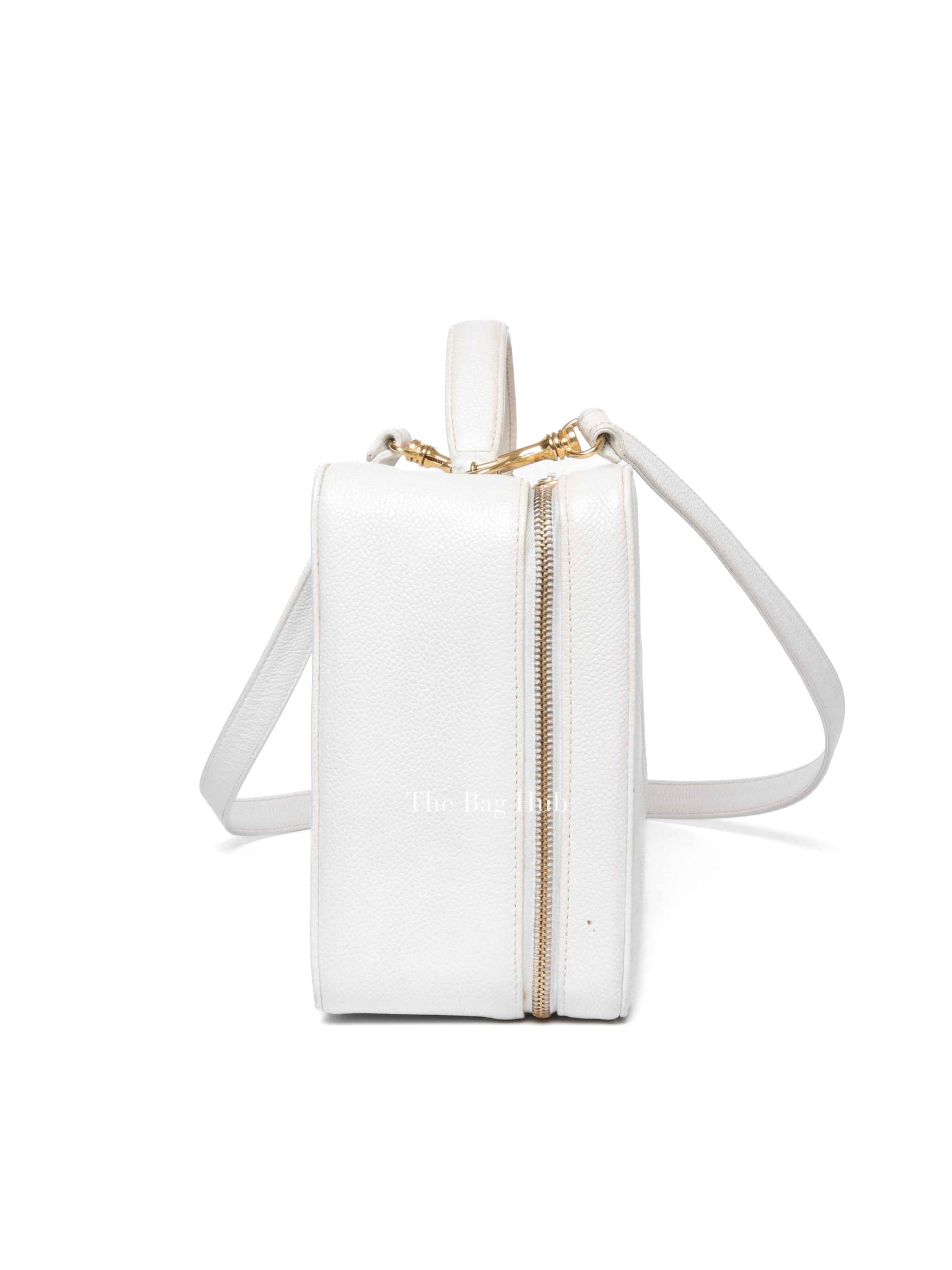 Chanel White Leather Box Vanity Bag