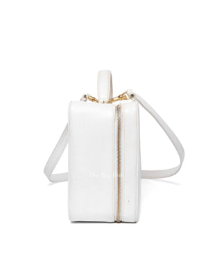 Chanel White Leather Box Vanity Bag