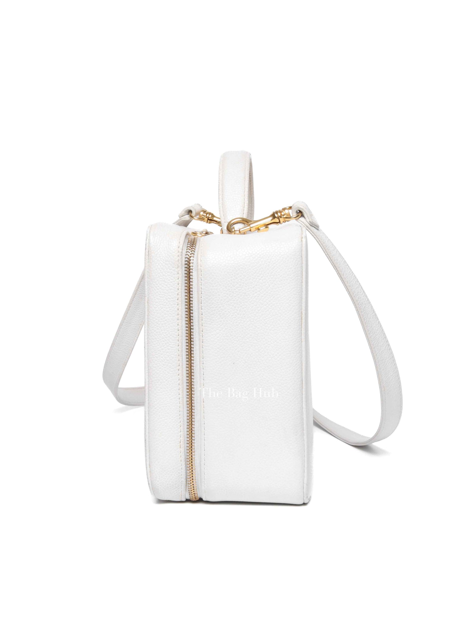 Chanel White Leather Box Vanity Bag