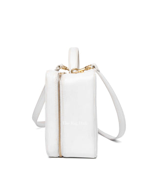 Chanel White Leather Box Vanity Bag