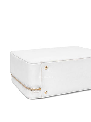 Chanel White Leather Box Vanity Bag