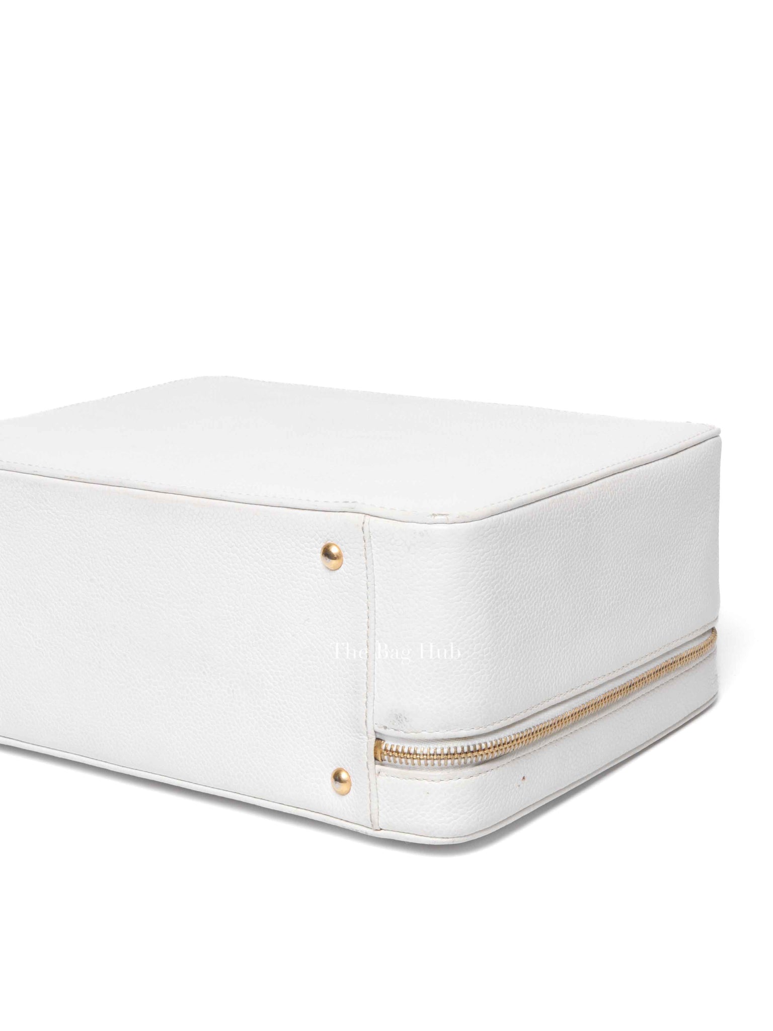Chanel White Leather Box Vanity Bag