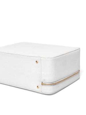 Chanel White Leather Box Vanity Bag