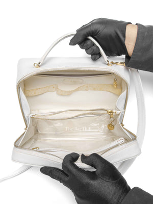 Chanel White Leather Box Vanity Bag