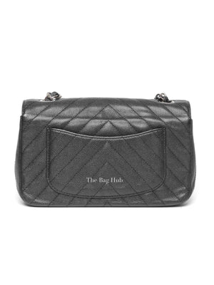 Chanel Black Caviar Chevron Rectangular Mini Flap Bag SHW