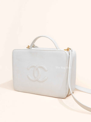 Chanel White Leather Box Vanity Bag