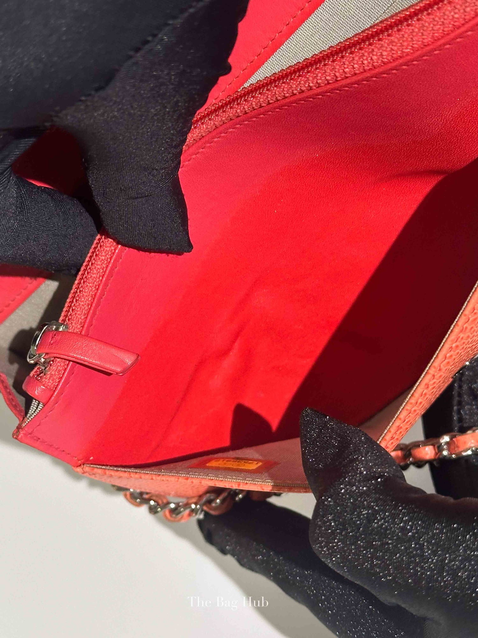 Chanel Coral Caviar Timeless CC Wallet On Chain SHW