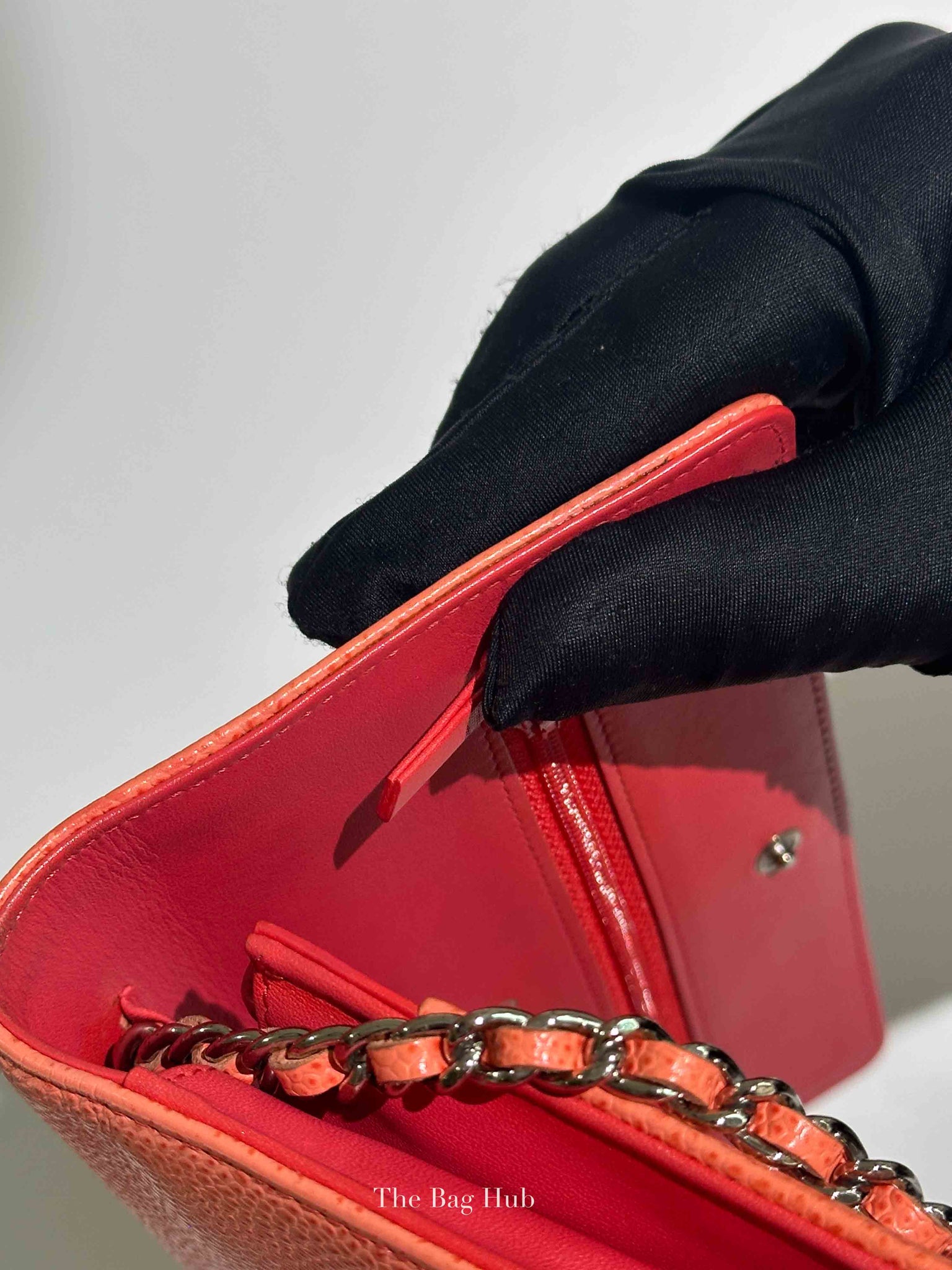 Chanel Coral Caviar Timeless CC Wallet On Chain SHW