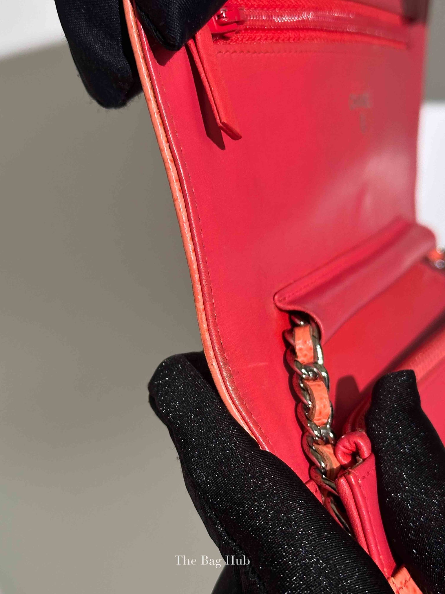 Chanel Coral Caviar Timeless CC Wallet On Chain SHW