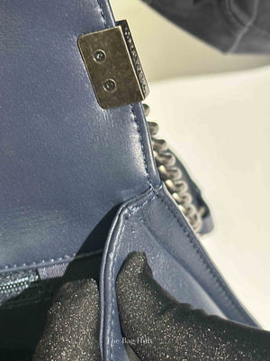 Chanel Blue Calfskin Ombre Faded Quilted New Medium Boy Flap Bag RHW