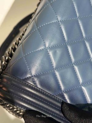Chanel Blue Calfskin Ombre Faded Quilted New Medium Boy Flap Bag RHW