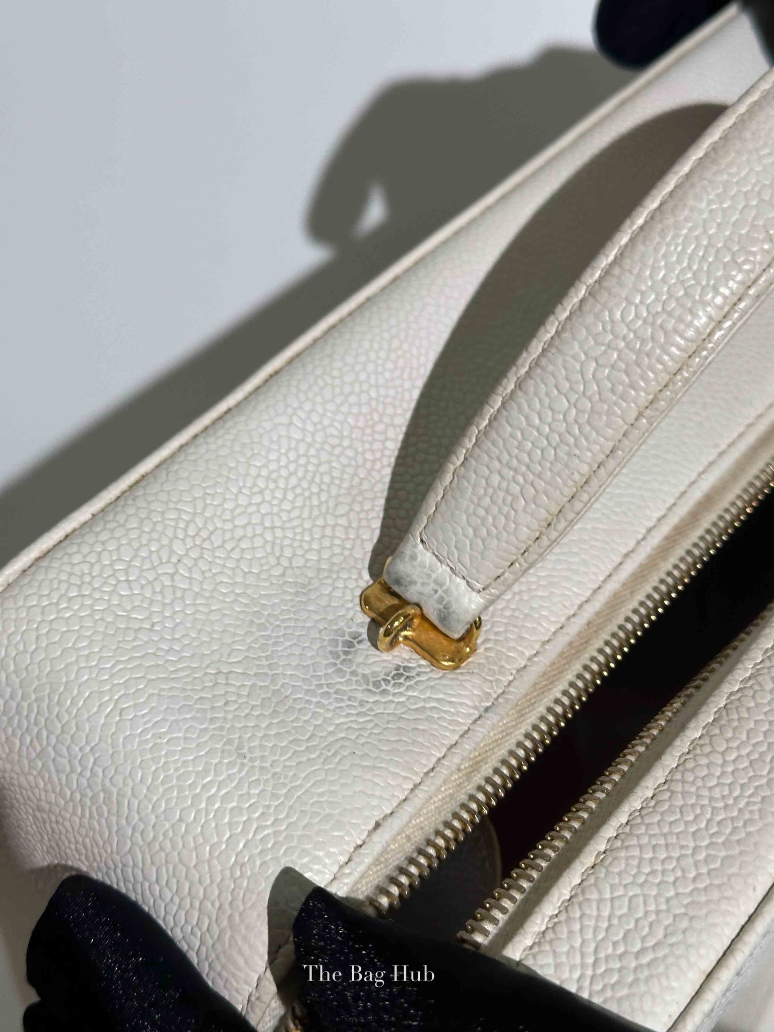 Chanel White Leather Box Vanity Bag