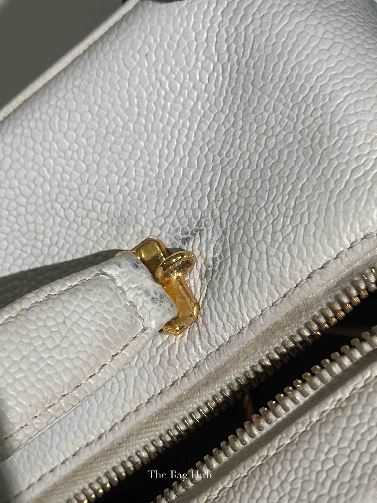 Chanel White Leather Box Vanity Bag