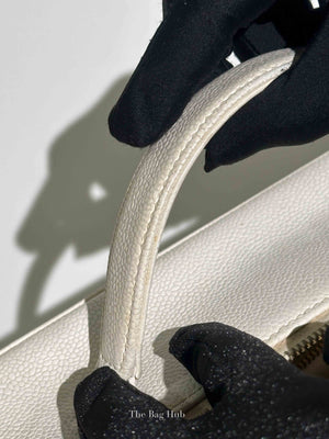 Chanel White Leather Box Vanity Bag