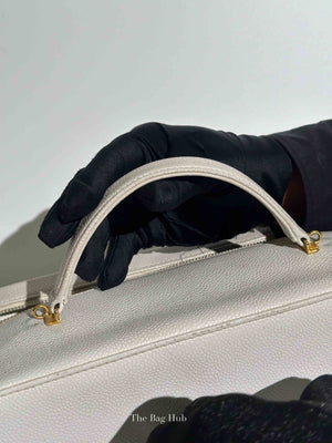 Chanel White Leather Box Vanity Bag