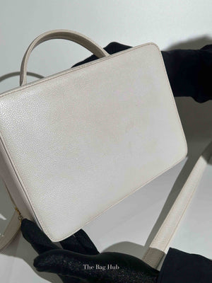 Chanel White Leather Box Vanity Bag
