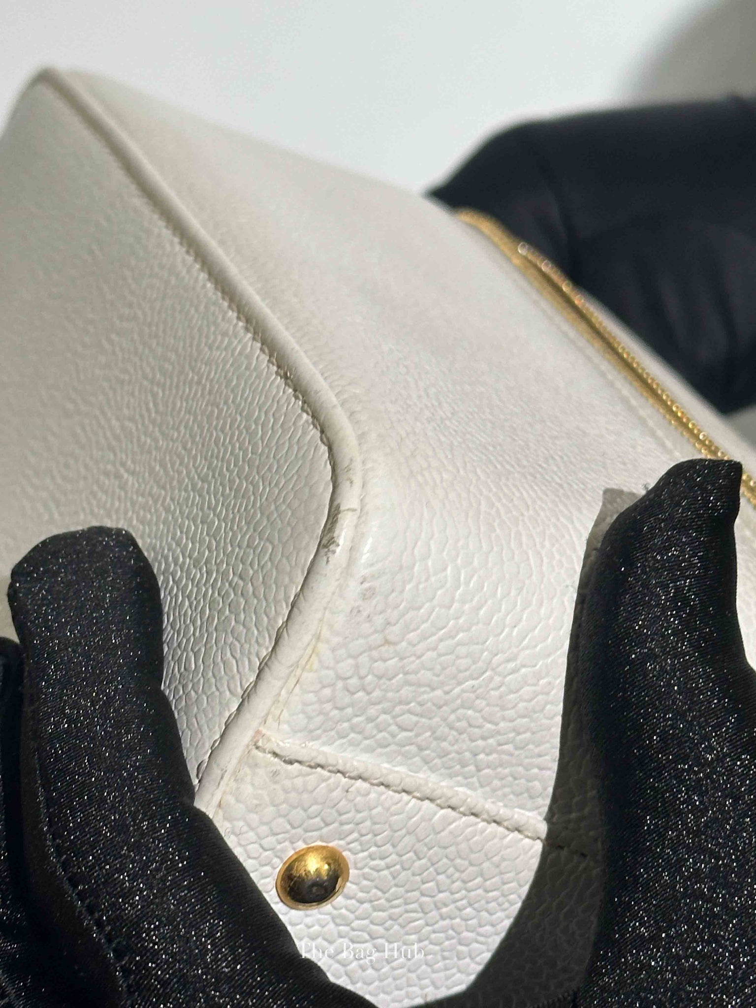 Chanel White Leather Box Vanity Bag