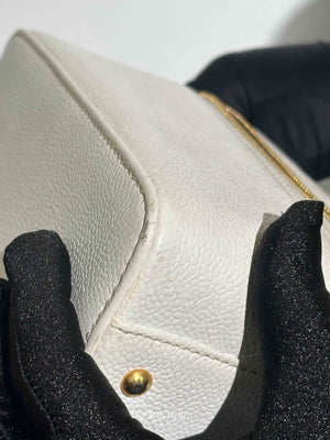 Chanel White Leather Box Vanity Bag