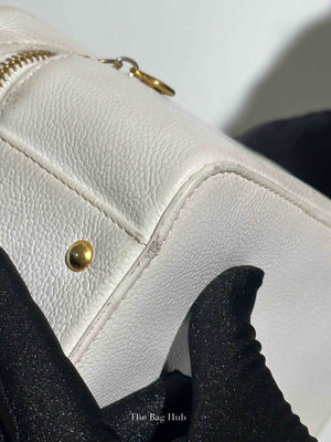 Chanel White Leather Box Vanity Bag