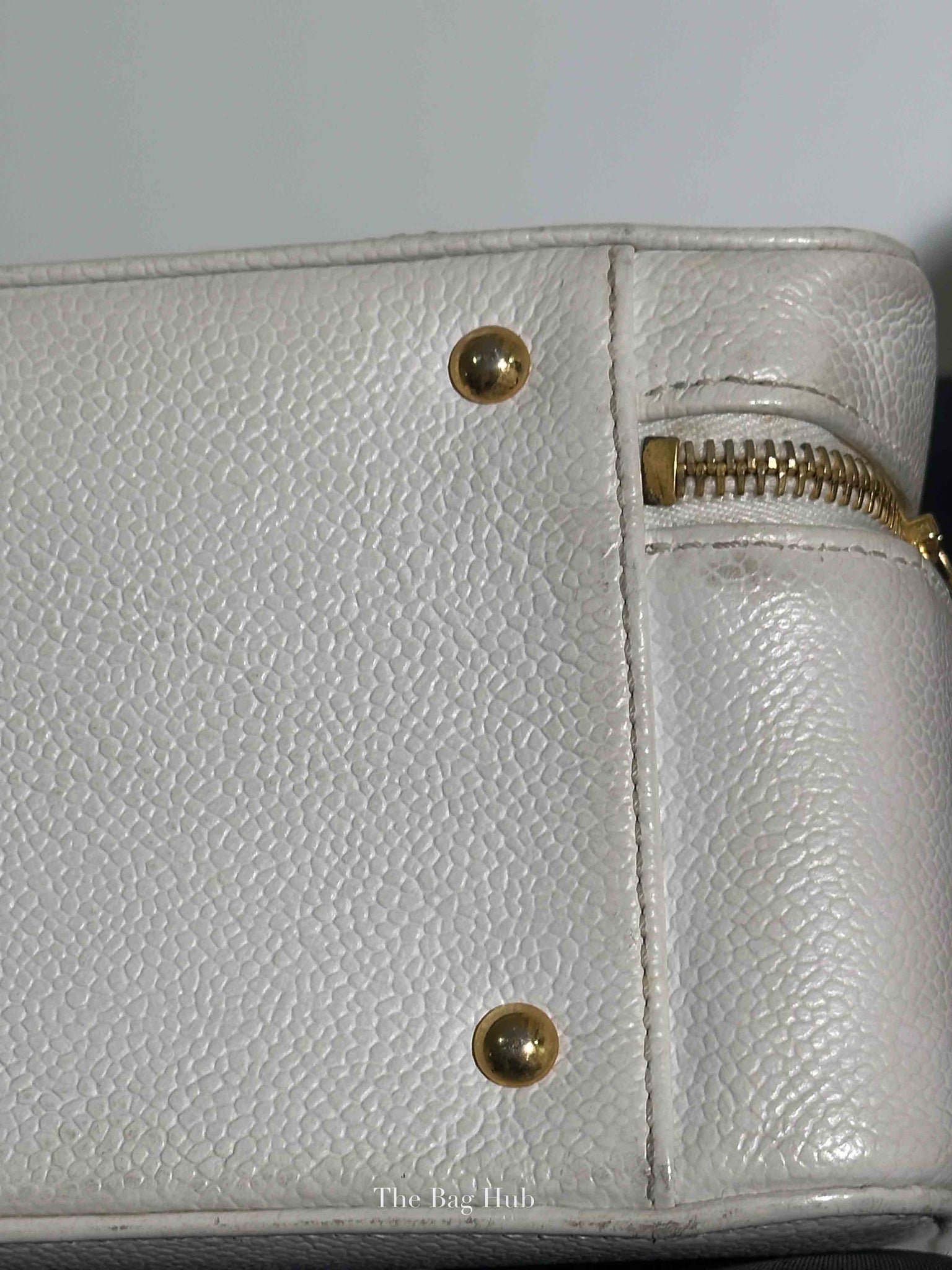 Chanel White Leather Box Vanity Bag