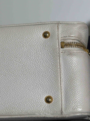 Chanel White Leather Box Vanity Bag