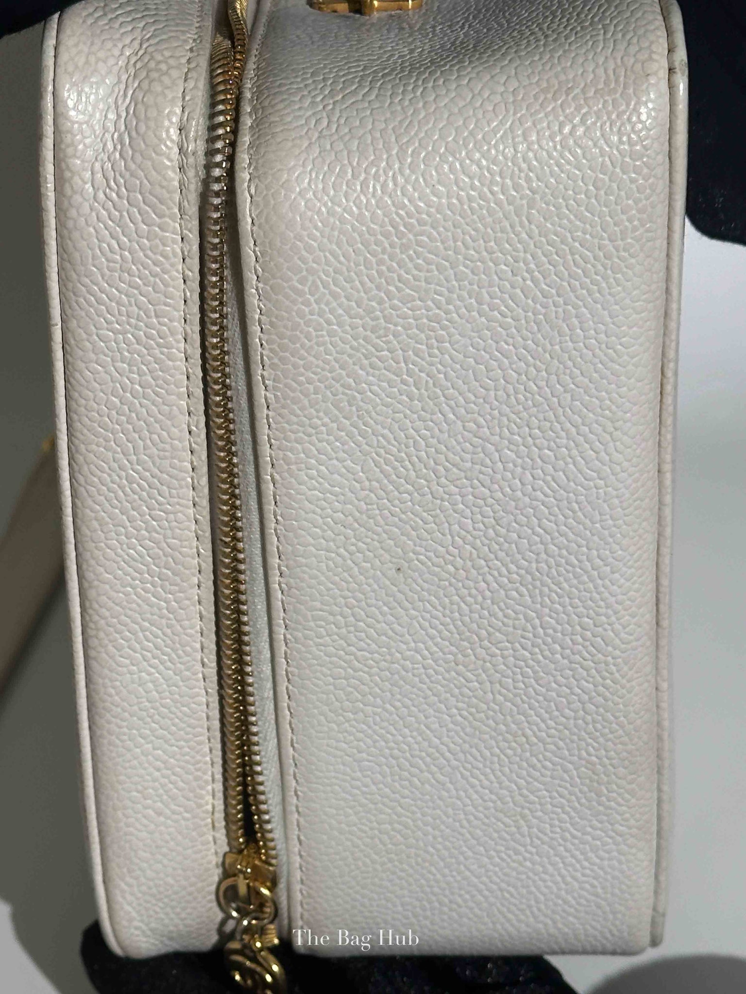 Chanel White Leather Box Vanity Bag