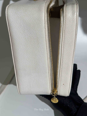 Chanel White Leather Box Vanity Bag