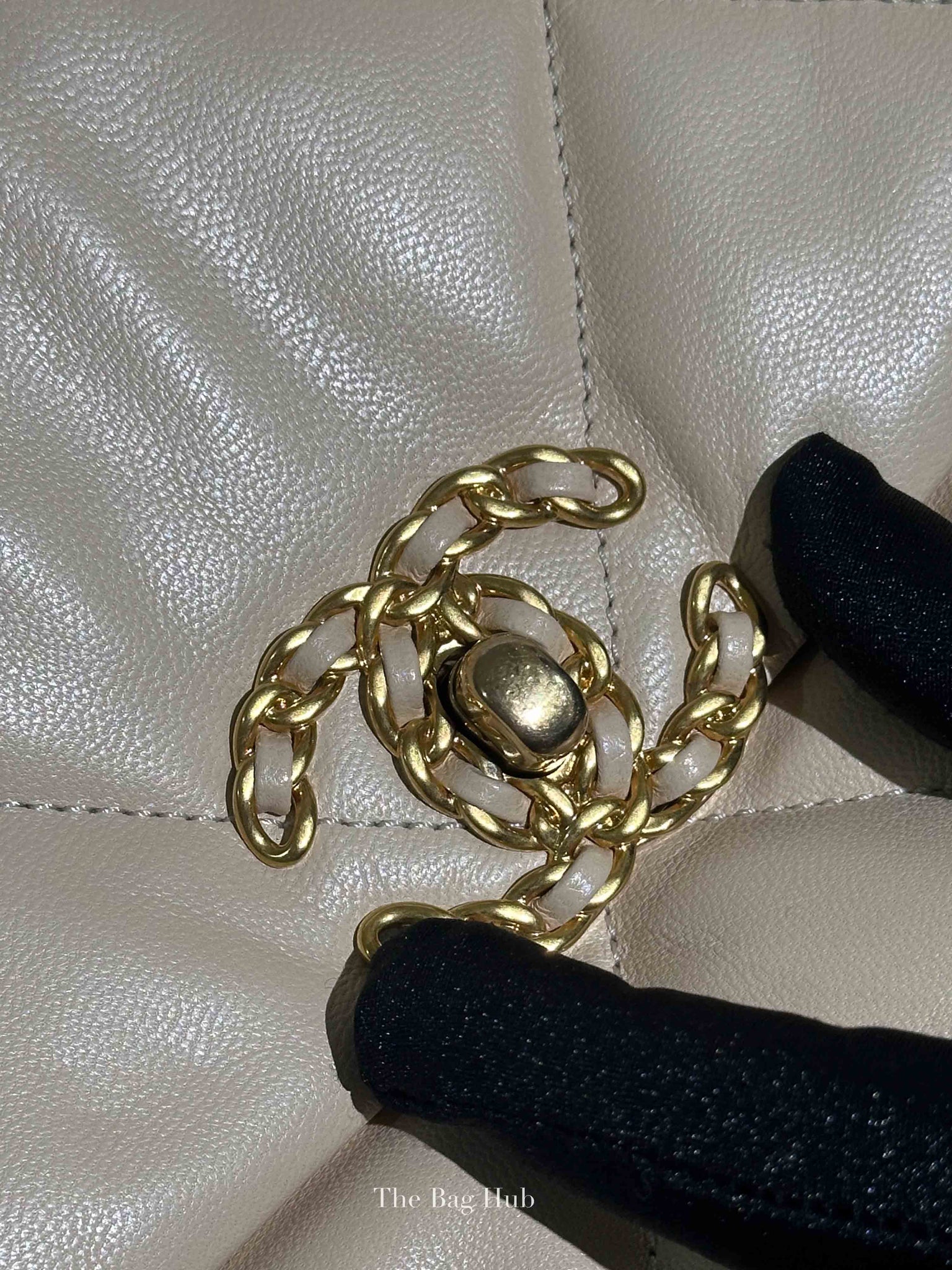 Chanel Beige Lambskin Quilted Medium C19 Bag