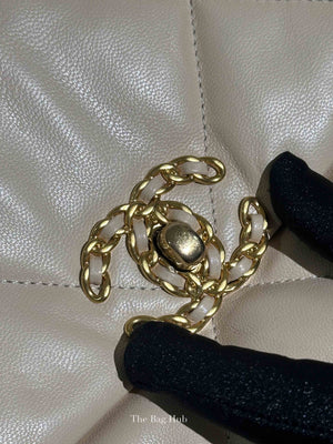 Chanel Beige Lambskin Quilted Medium C19 Bag