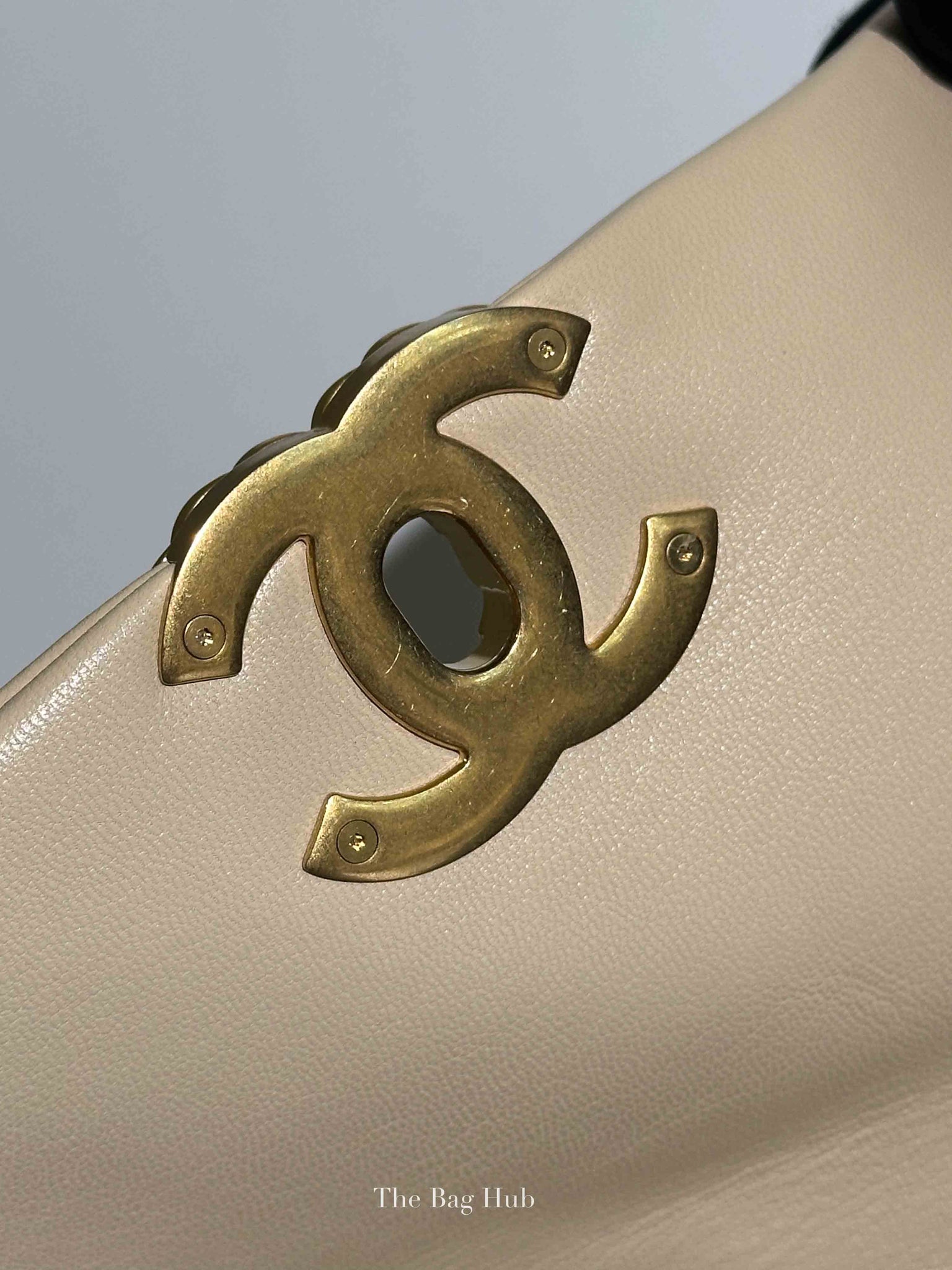 Chanel Beige Lambskin Quilted Medium C19 Bag