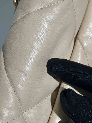 Chanel Beige Lambskin Quilted Medium C19 Bag