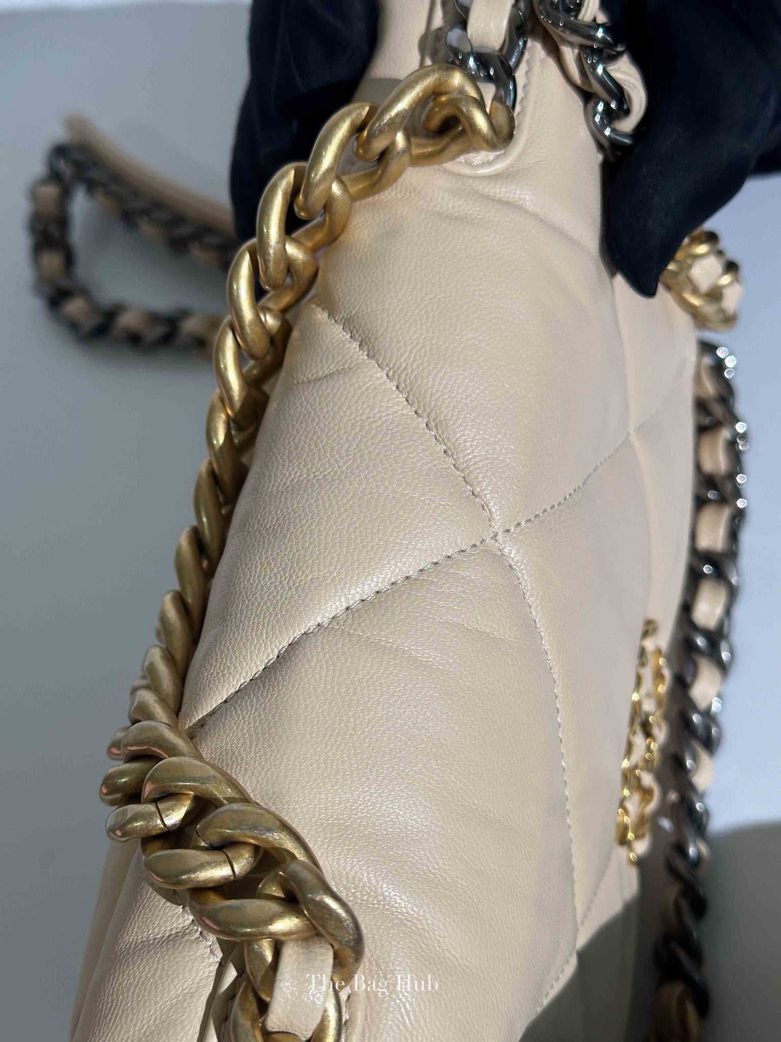 Chanel Beige Lambskin Quilted Medium C19 Bag