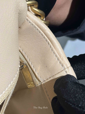 Chanel Beige Lambskin Quilted Medium C19 Bag