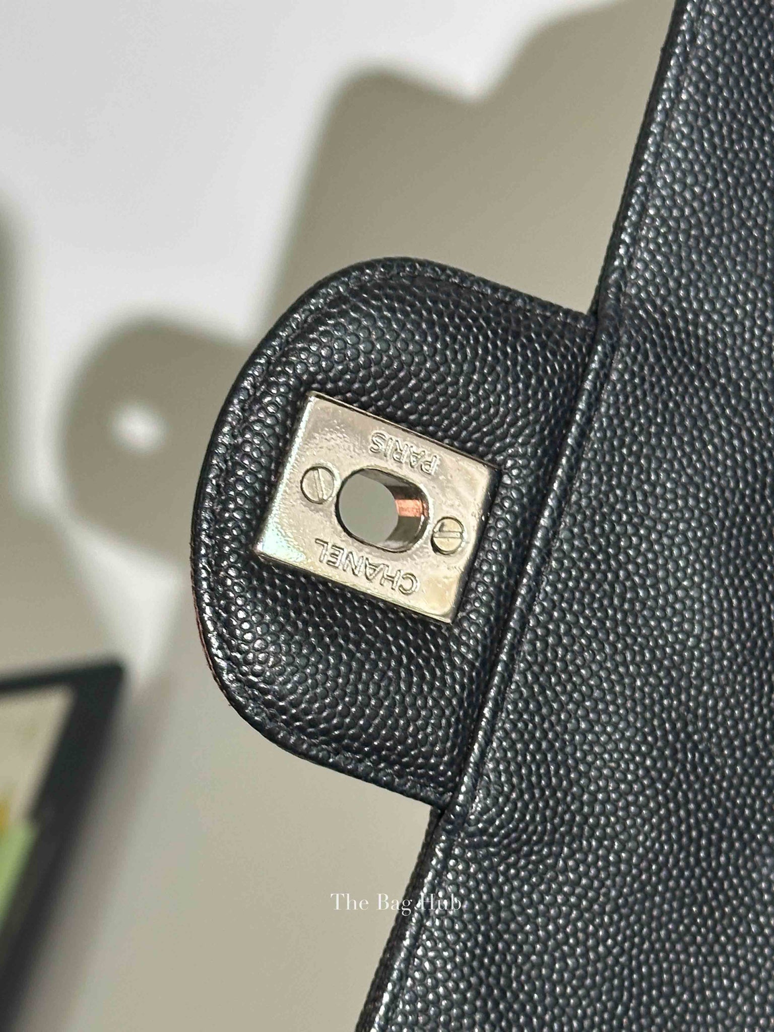 Chanel Black Caviar Chevron Rectangular Mini Flap Bag SHW