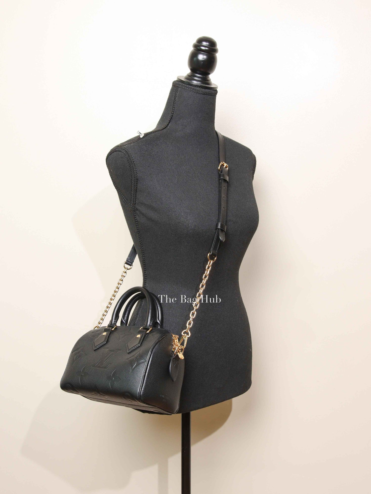 Louis Vuitton Black Monogram Empreinte Leather Speedy Bandouliere 20 Bag