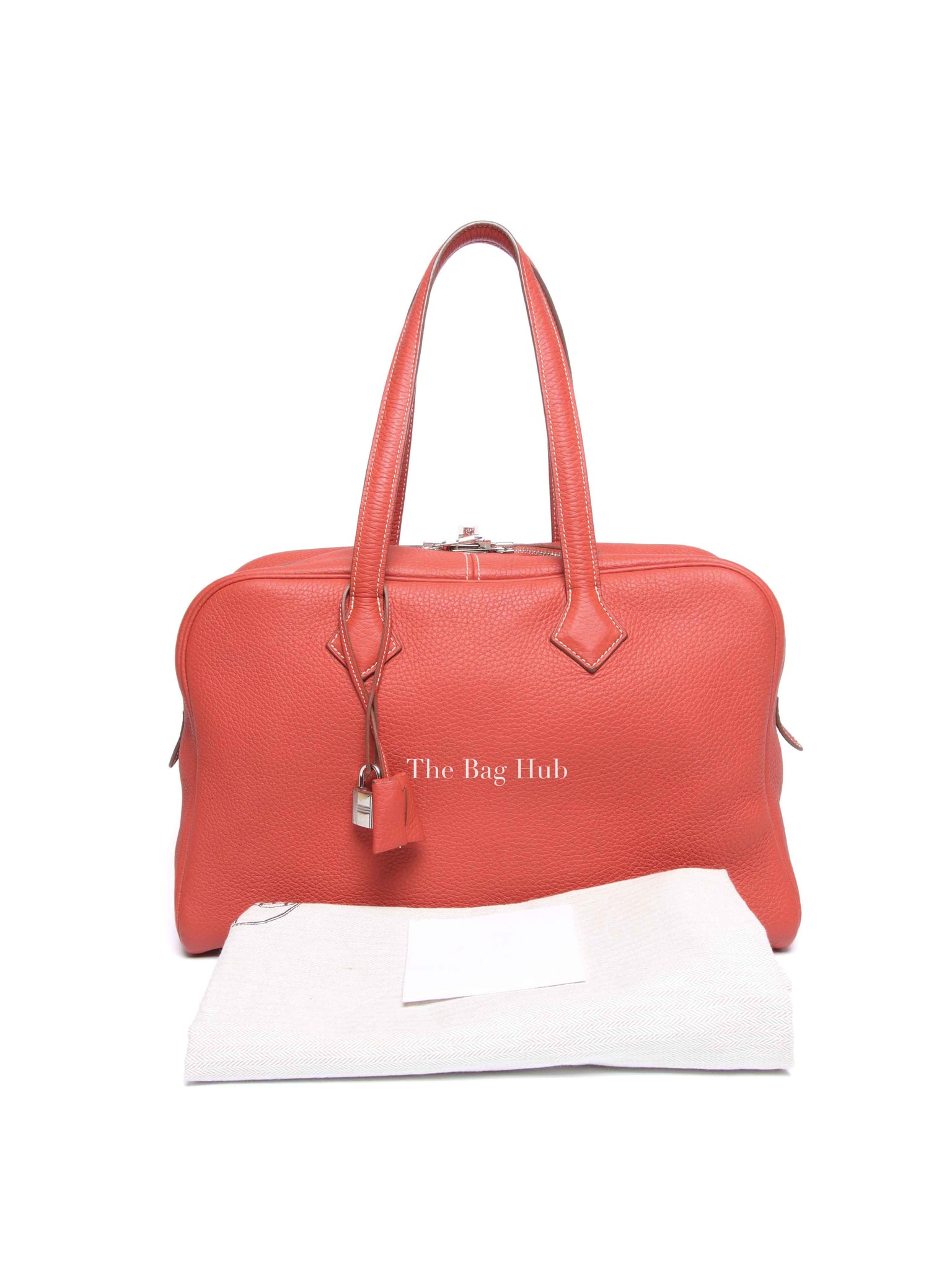 Hermes Sanguine Clemence Victoria II 35 Hand Bag
