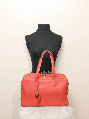 Hermes Sanguine Clemence Victoria II 35 Hand Bag