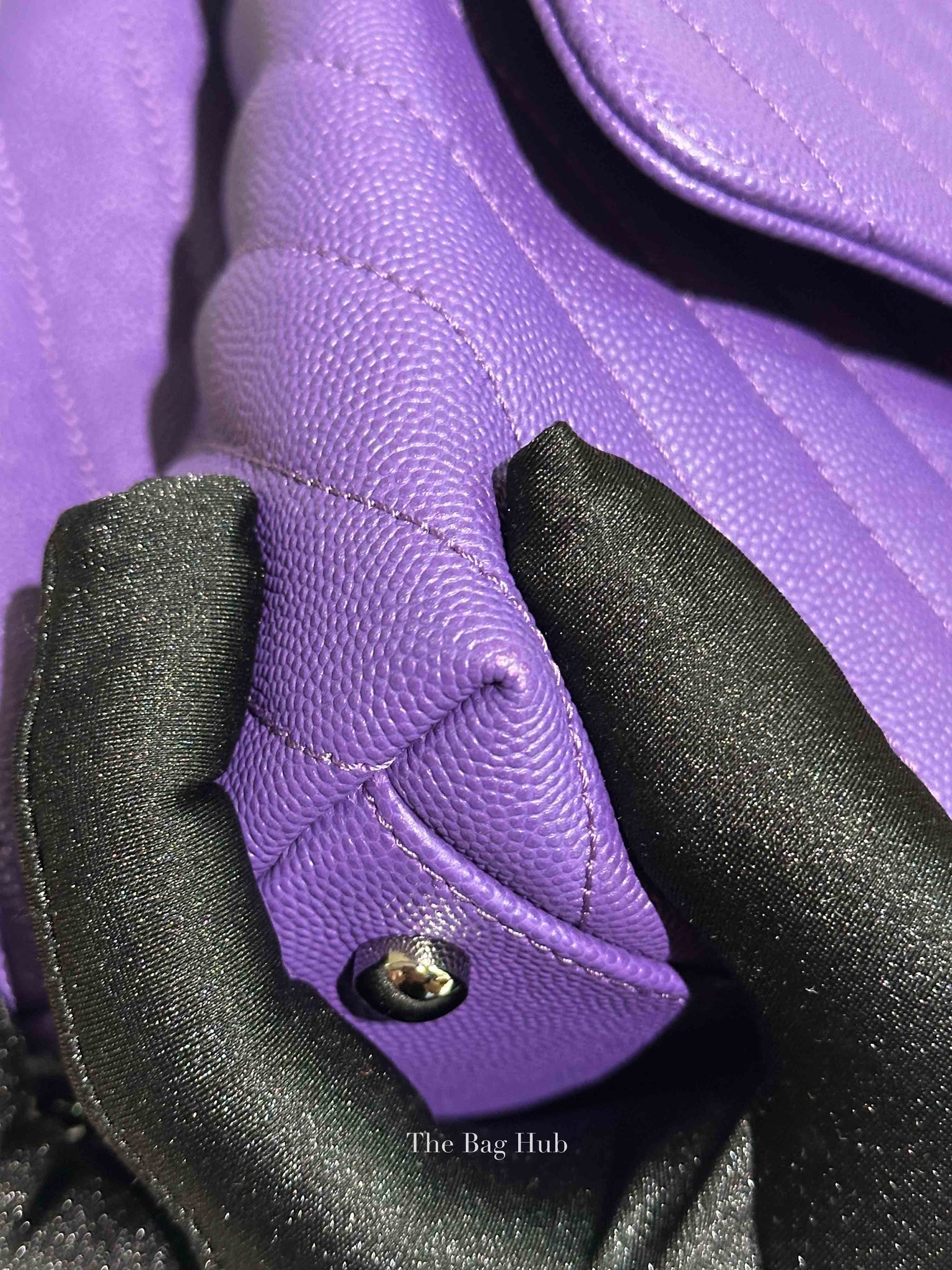 Chanel Purple Caviar Chevron Quilted Small Coco Handle Flap Bag SHW
