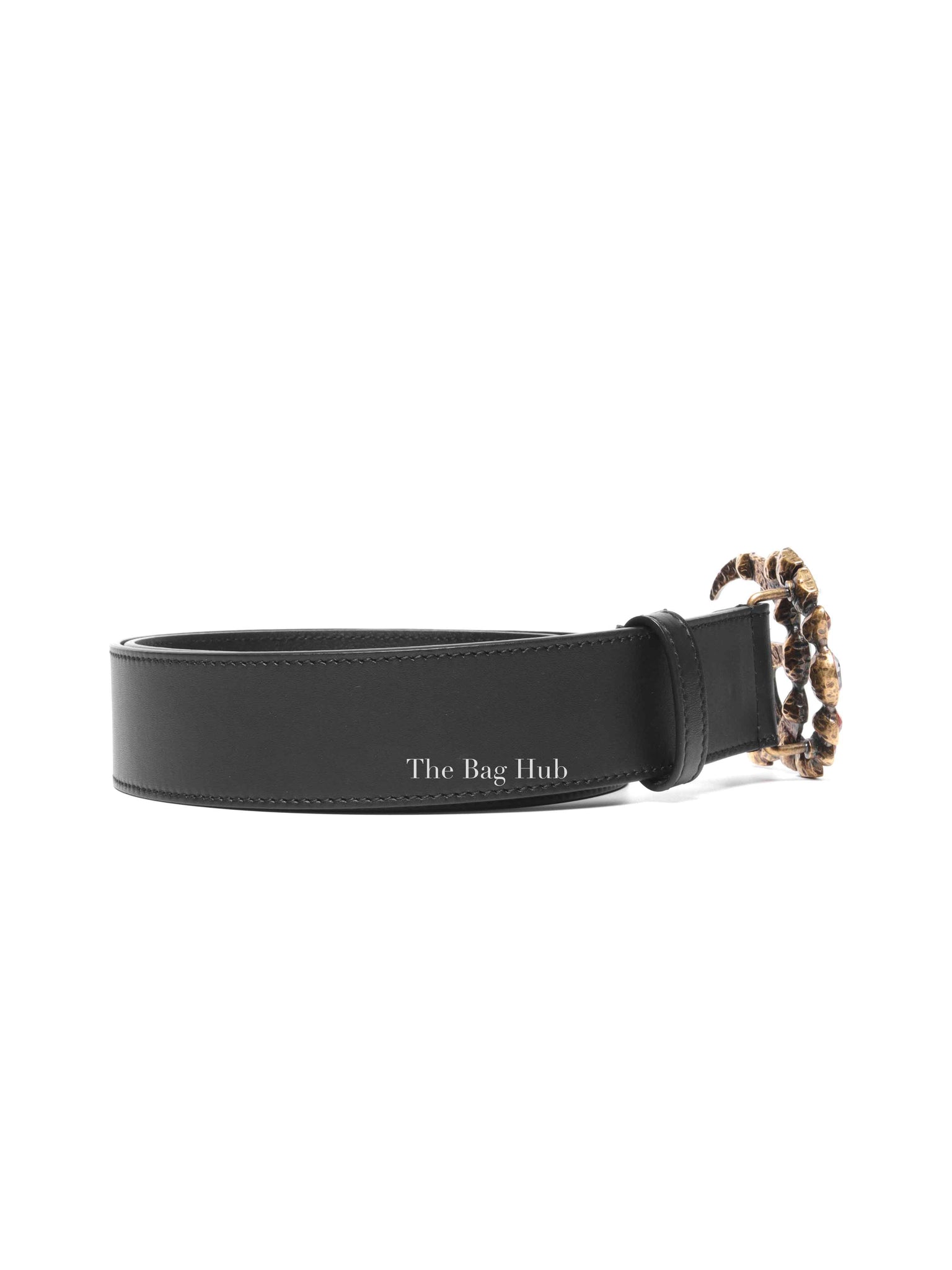 Gucci Black Calfskin Multicolor Crystal GG Belt 80/32