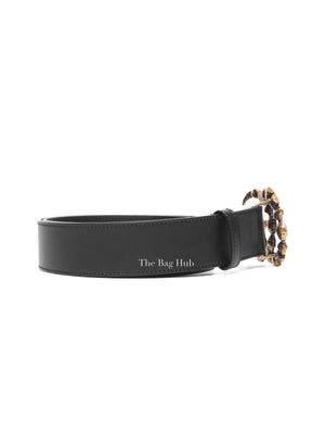 Gucci Black Calfskin Multicolor Crystal GG Belt 80/32