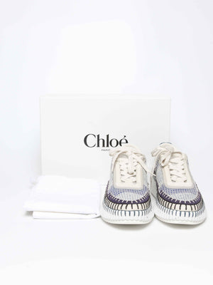 Chloe Cosmic Blue Polyester Nama Sneakers Size 38