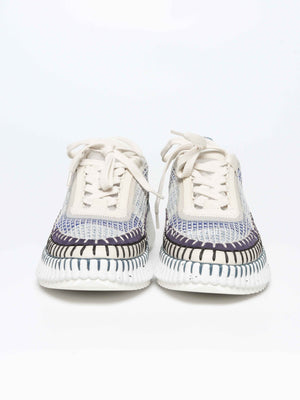 Chloe Cosmic Blue Polyester Nama Sneakers Size 38