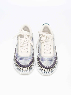 Chloe Cosmic Blue Polyester Nama Sneakers Size 38