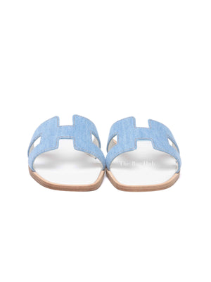 Hermes Bleu Clair Denim/Leather Oran Sandals Size 36