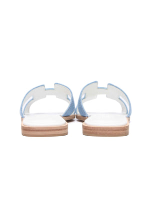 Hermes Bleu Clair Denim/Leather Oran Sandals Size 36