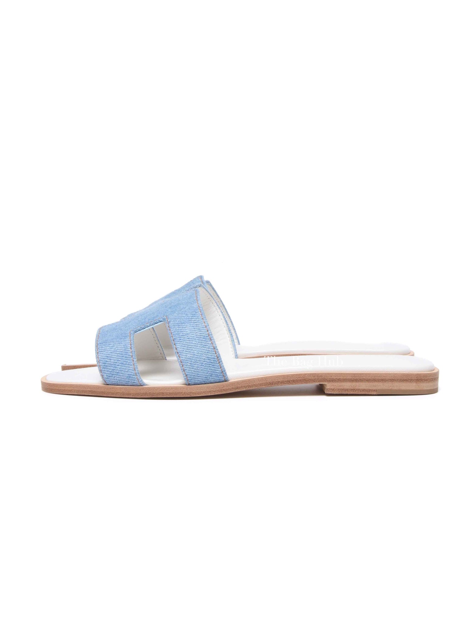 Hermes Bleu Clair Denim/Leather Oran Sandals Size 36