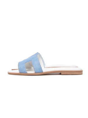 Hermes Bleu Clair Denim/Leather Oran Sandals Size 36